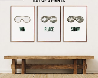 Minimalist Jockey Goggles Print Set | Horse Racing Wall Art, Equestrian Decor (SET OF 3)