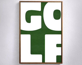 Modern Golf Art Print | Bold Green Typography, Man Cave Decor