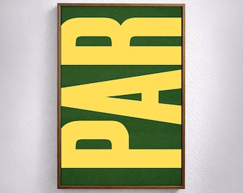Modern Golf Art Print | Bold Yellow PAR Typography