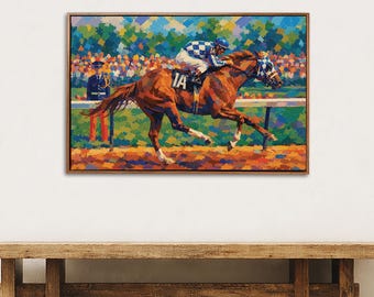 Lámina decorativa de pared de carreras de caballos Secretariat
