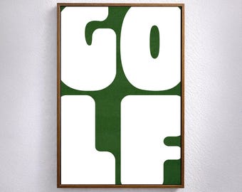 Modern Golf Art Print | Bold Green Typography, Man Cave Decor