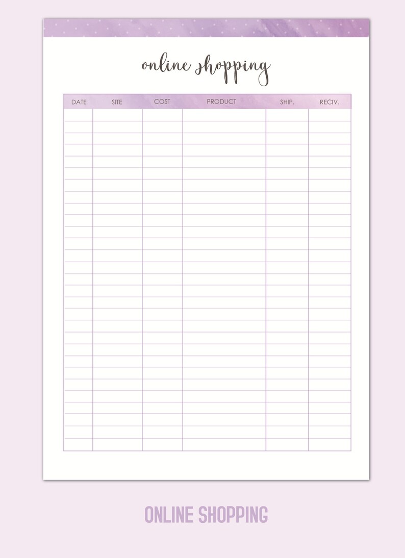 Online Shopping List Printable Planner Pages Downloadable Etsy