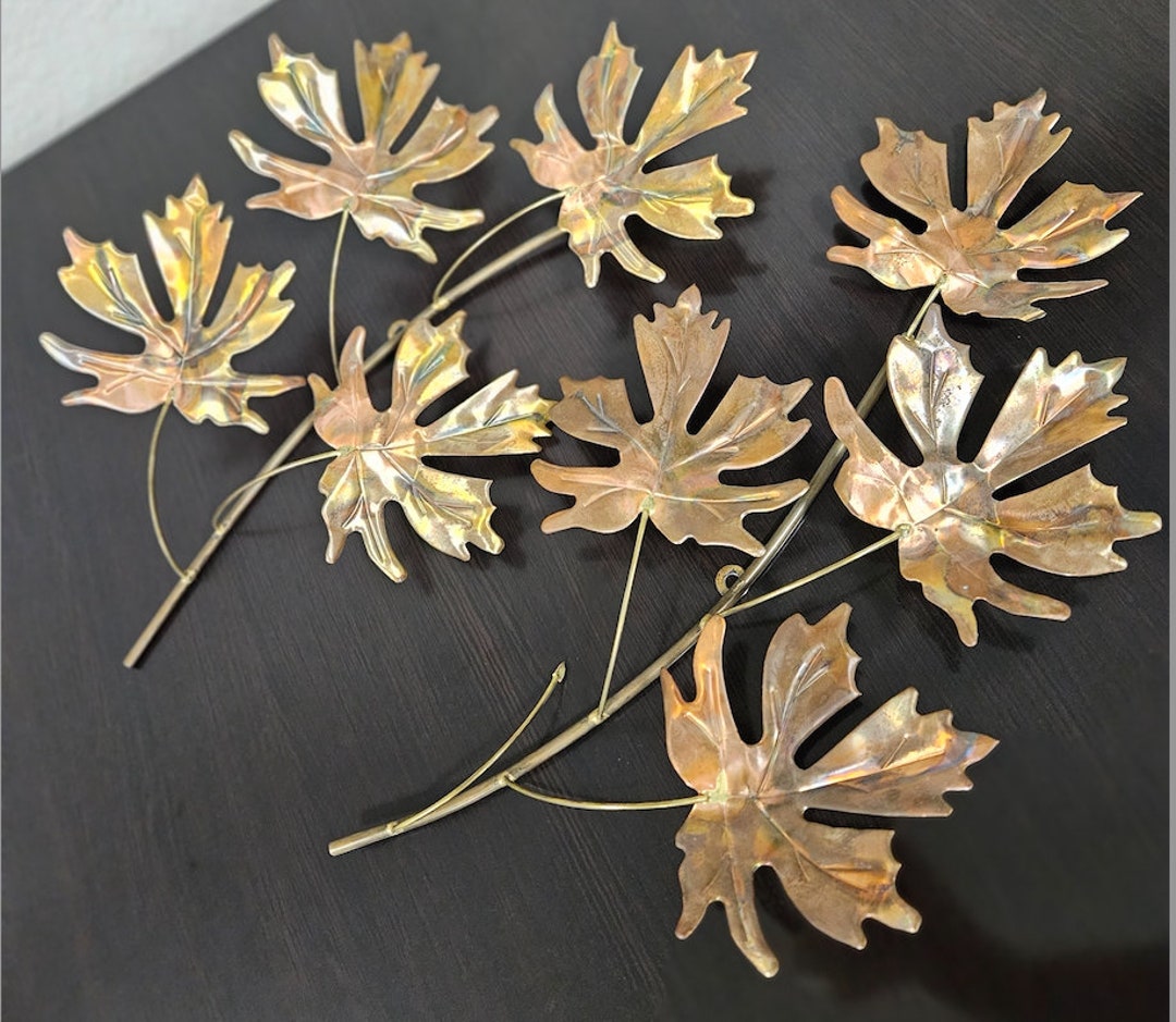 Copper Leaf Wall Art set of 2 Etsy