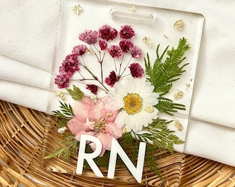 Pressed Flowers Badge Buddy | Resin | Healthcare Worker Badge | Nurse Badge Buddy | Dried Flowers