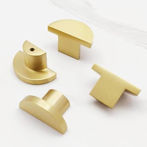 Half-Moon Door Knob,Brushed Brass Handles,Semicircle Pulls,Minimalist Knob,Modern Brass Hardware,Kitchen Drawer Knobs,Gold Home Decor