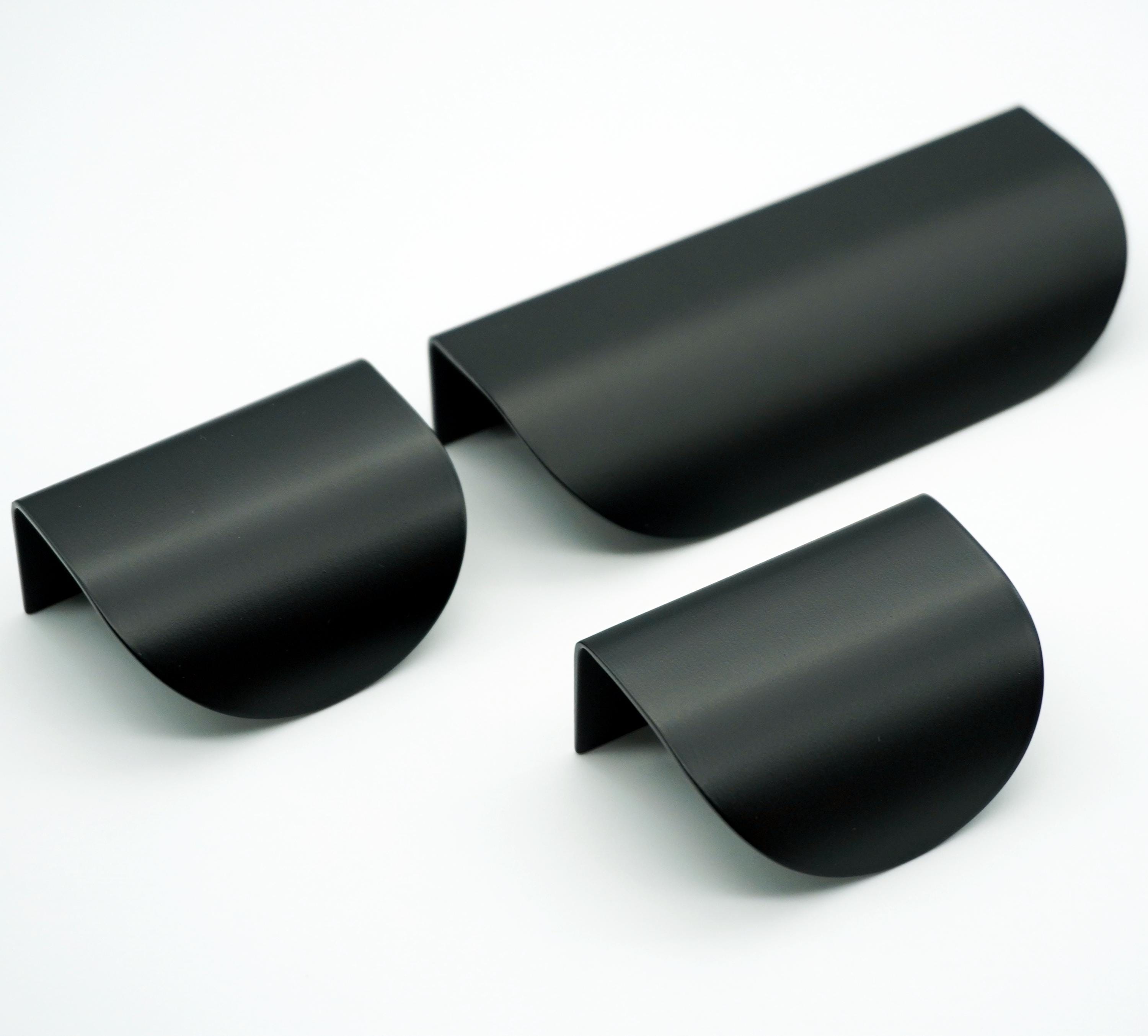 Matte Black Finger Drawer Pull: Solid Brass Lip Cabinet Knob