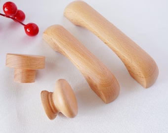 ブナ材の円形ノブ：子供部屋の取っ手