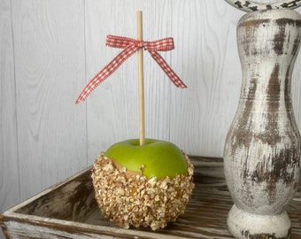 Faux Green Caramel Apple with Nuts, Fall Tiered Tray Decor