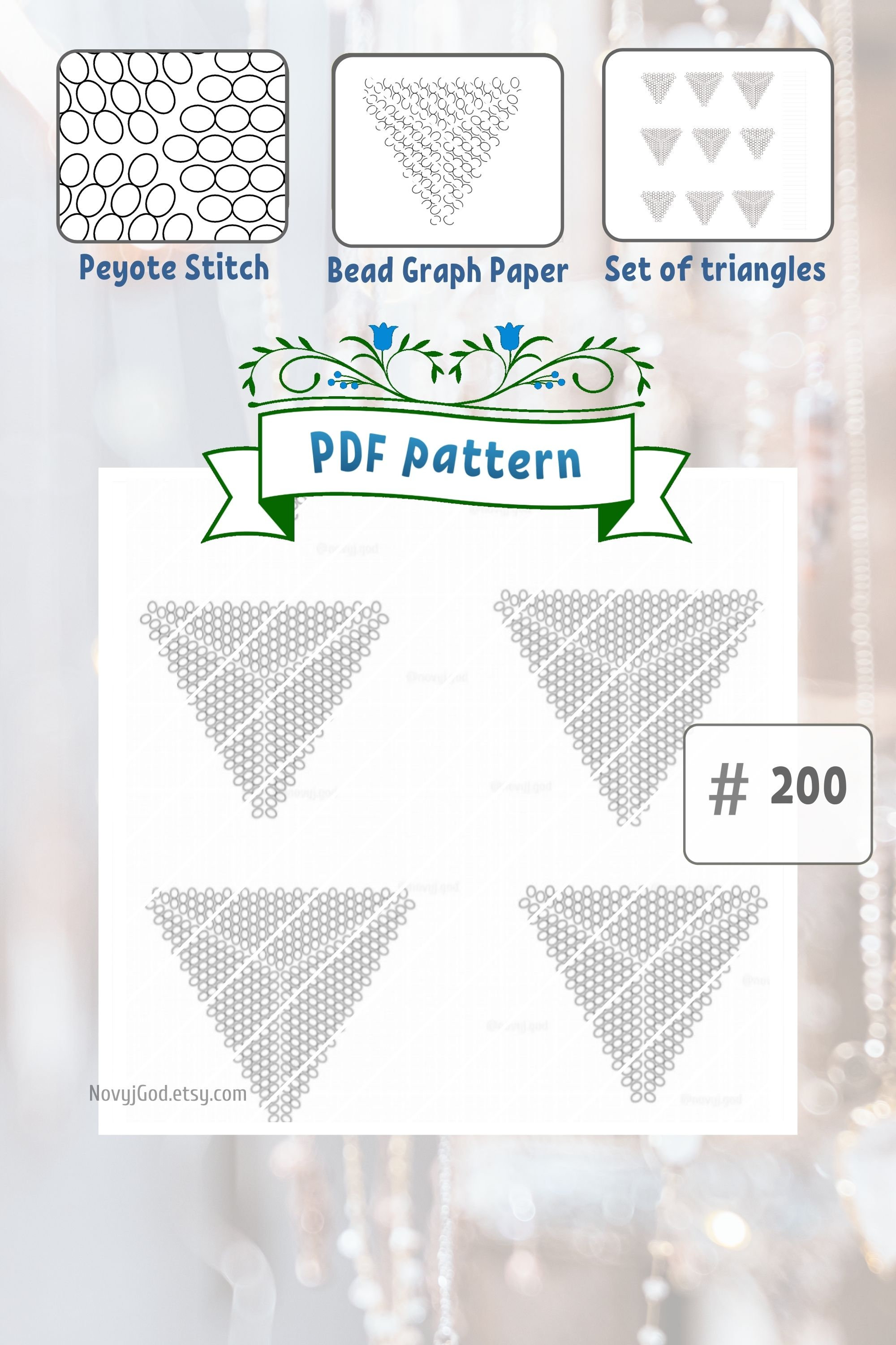 peyote stitch triangle graph paper printable for seed beads etsy