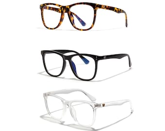 Blue Light Glasses | Unisex Blue Light Blocking Glasses Women Men | Tortoise Clear Black | Oversized Anti-Blue Blockers | Computer Gaming