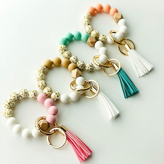 M&C Music Color Silicone Bangle Key Ring Bracelet Key Rings, Round Keyring  Circle Key Ring Holder for Women Girls Ideal Gifts