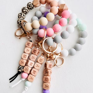 Sither Silicone Keychain Bracelet For Women - Cute Beaded Key Ring, Car Key Holder, Adjustable Bangle, Gift For Mom (Pink) - View #2