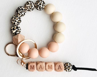 MAMA Wristlet Keychain Silicone Bangle Keychain | Bracelet Keyring | Keychain for Women | Tassel Key Chain Wristlet | Stocking Stuffer Gift