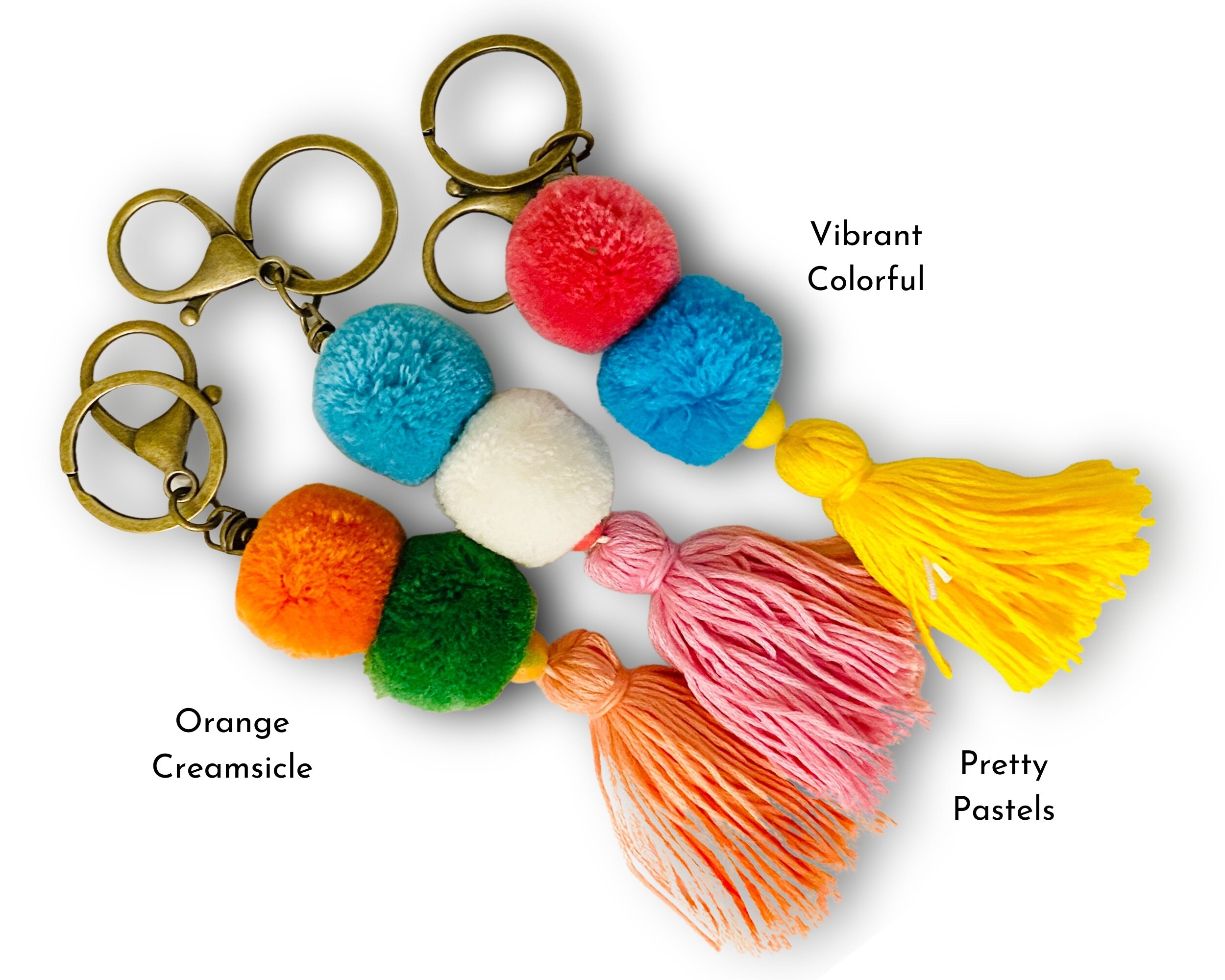 Key Chain Bootiful Boho Key Chain | Pom Pom Key Chain | Tassel Keychain | Pouf Purse Charm ...