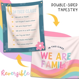 In This Class Classroom Tapestry - Double-sided Inspirational Hanging Wall Art for Teachers & Students - Large Cute School Banner