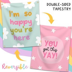 You Got This Yay! Classroom Tapestry - Double-sided Inspirational Hanging Wall Art for Teachers & Students - Large Cute School Banner