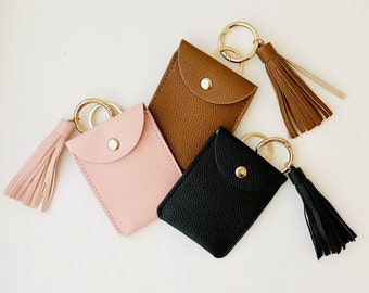 Cute Mini Bag Key Chain PU Leather Tassel Bag Pendant Small Coin Purse Key Ring