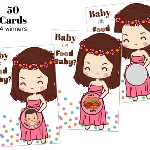 50 Cute Baby Shower Games | Scratch Off Lottery Ticket | Diaper Raffle Cards Game | Fun Ice Breaker | Kids Door Prizes | 4 Winners | Pink