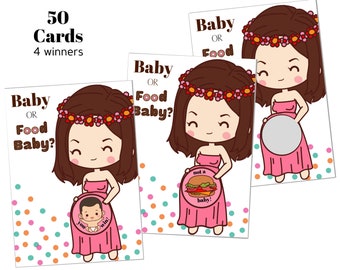50 Cute Baby Shower Games | Scratch Off Lottery Ticket | Diaper Raffle Cards Game | Fun Ice Breaker | Kids Door Prizes | 4 Winners | Pink
