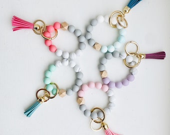 Bangle Key Ring | Bracelet Key Chain | Wristlet Keychain | Silicone Bangle Key Ring | Cute Keychain | Small Pretty Gift for Girls Women
