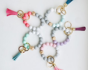 Bangle Key Ring | Bracelet Key Chain | Wristlet Keychain | Silicone Bangle Key Ring | Cute Keychain | Small Pretty Gift for Girls Women