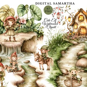 67 Süße Elfen Clipart l Waldelfe l PNG Digital Download l Druckbare Aquarell Clipart l Junk Journal l Papiermodell