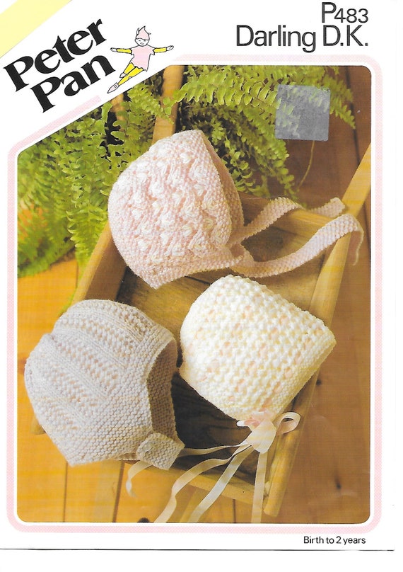 Vintage Baby Bonnet Knitting Pattern: Newborn to Years (PDF