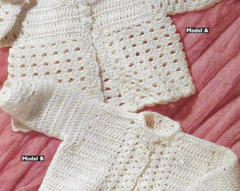 Vintage Crochet Baby Cardigan Set Pattern: 3-6 Months (PDF Download)
