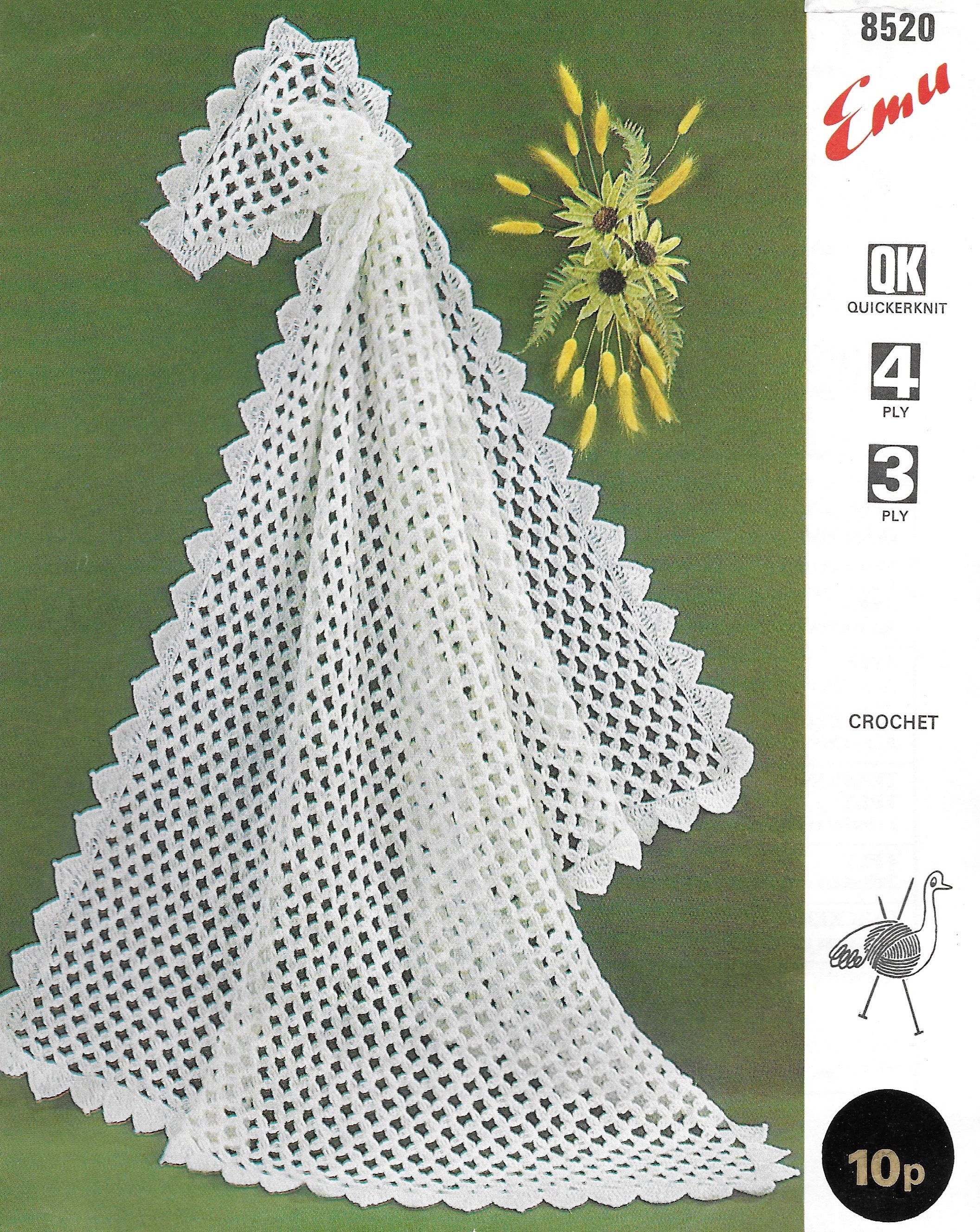 SUPER EASY Vintage Crochet Pdf Pattern for Newborn Baby Shawl/ Blanket in Qk(dk), 4ply or 3ply ...
