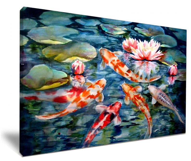Koi Fish Art Framed High Definition Canvas Print Etsy