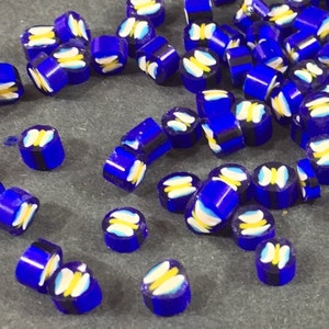 Murrine Millefiori butterfly symbol Blue yellow white 104 glass Sold by half ounce Item #12