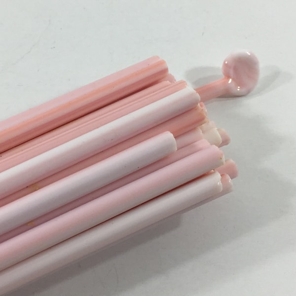 Cherry SHAKE pink(sometimes lighter than picture) Murano glass 4-6mm Effetre Moretti glass rods COE 104. Sold per 0.25 pound