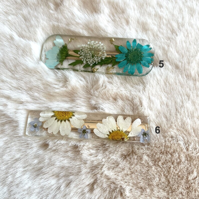 Handmade Real Dried Flower Resin Hair Clip / Hair Barrette Etsy