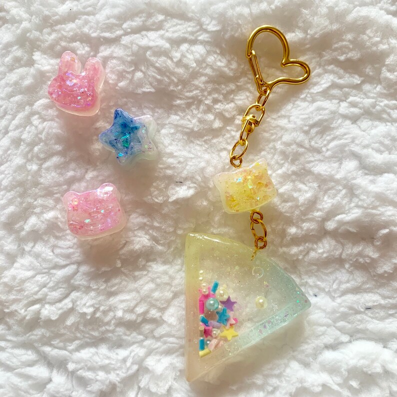 Kawaii Resin Shaker Charms Keychain Etsy
