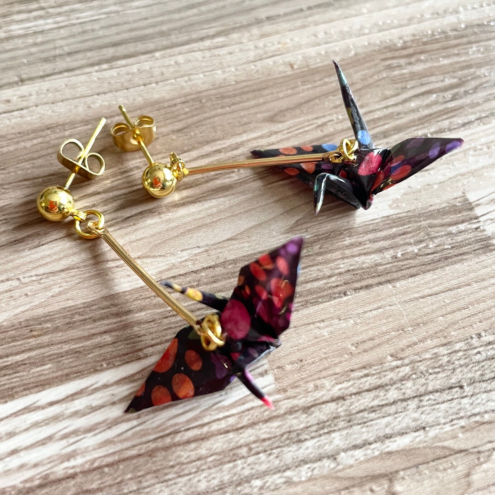 Origami Paper Crane Earrings Small Etsy