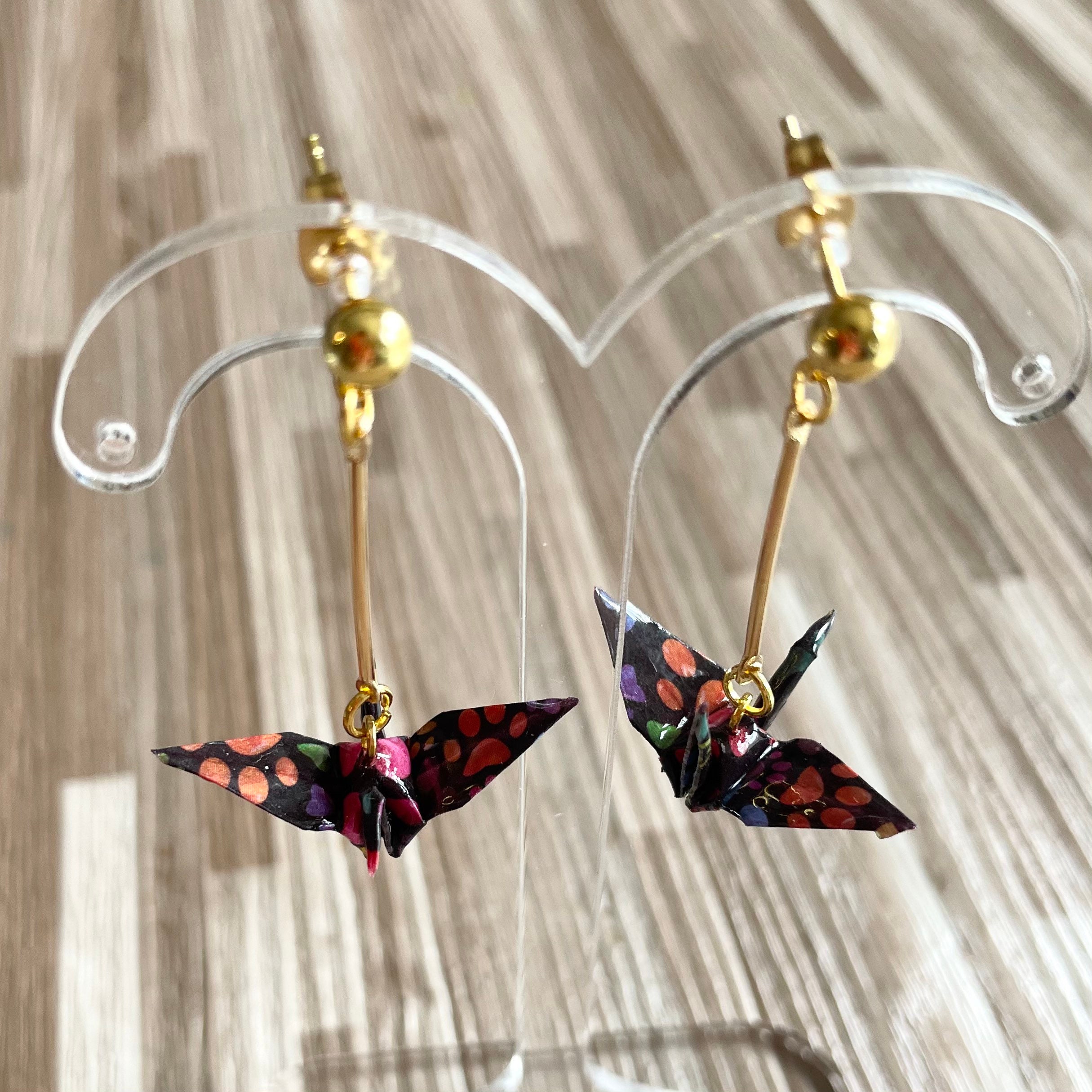 Origami Paper Crane Earrings Small Etsy