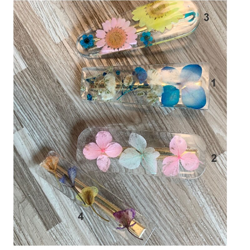 Handmade Real Dried Flower Resin Hair Clip / Hair Barrette Etsy