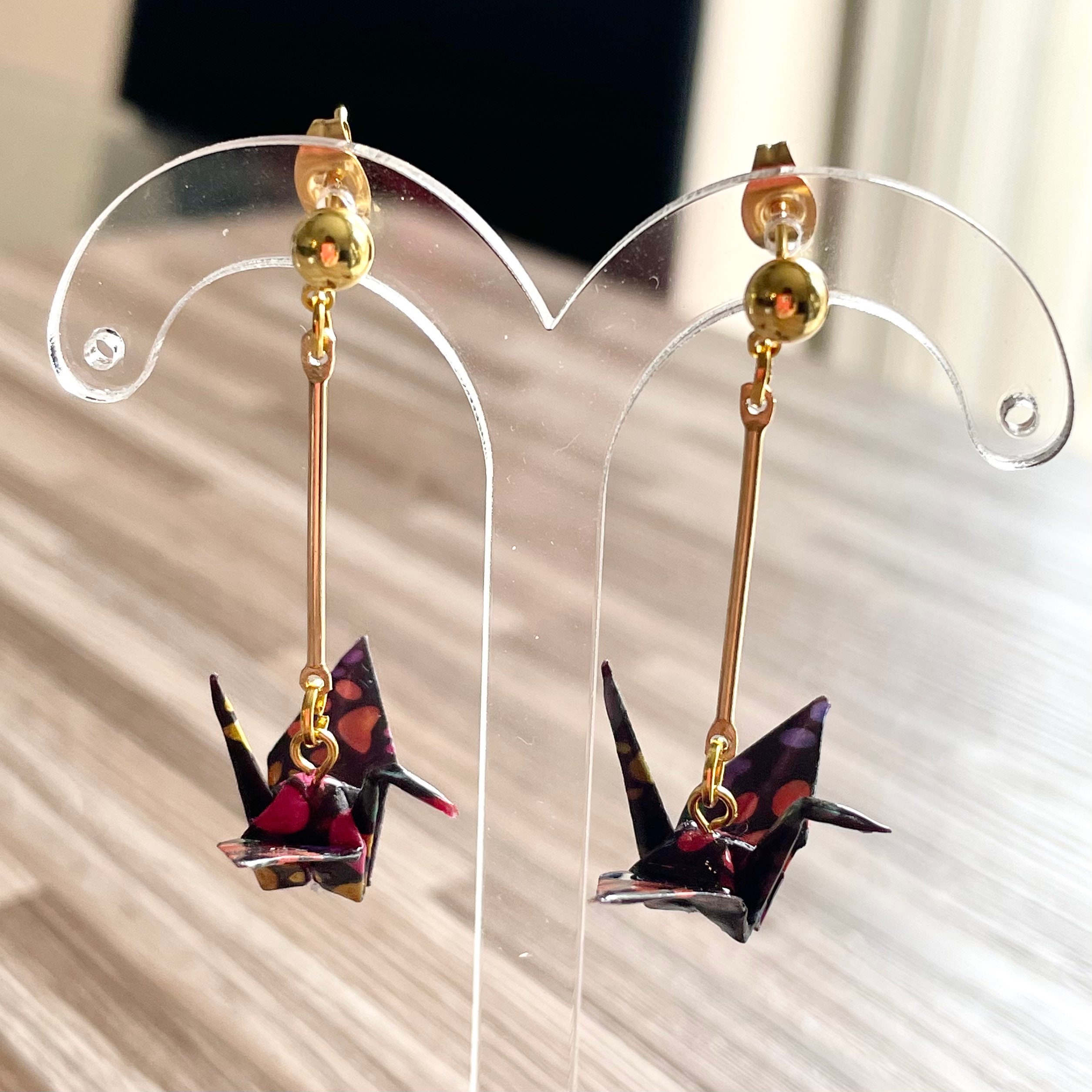 Origami Paper Crane Earrings Small Etsy