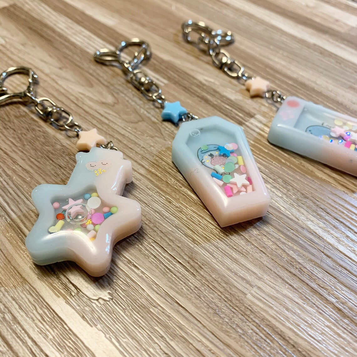 Kawaii Grip size Pastel Liquid Shaker Charm Keychains Etsy