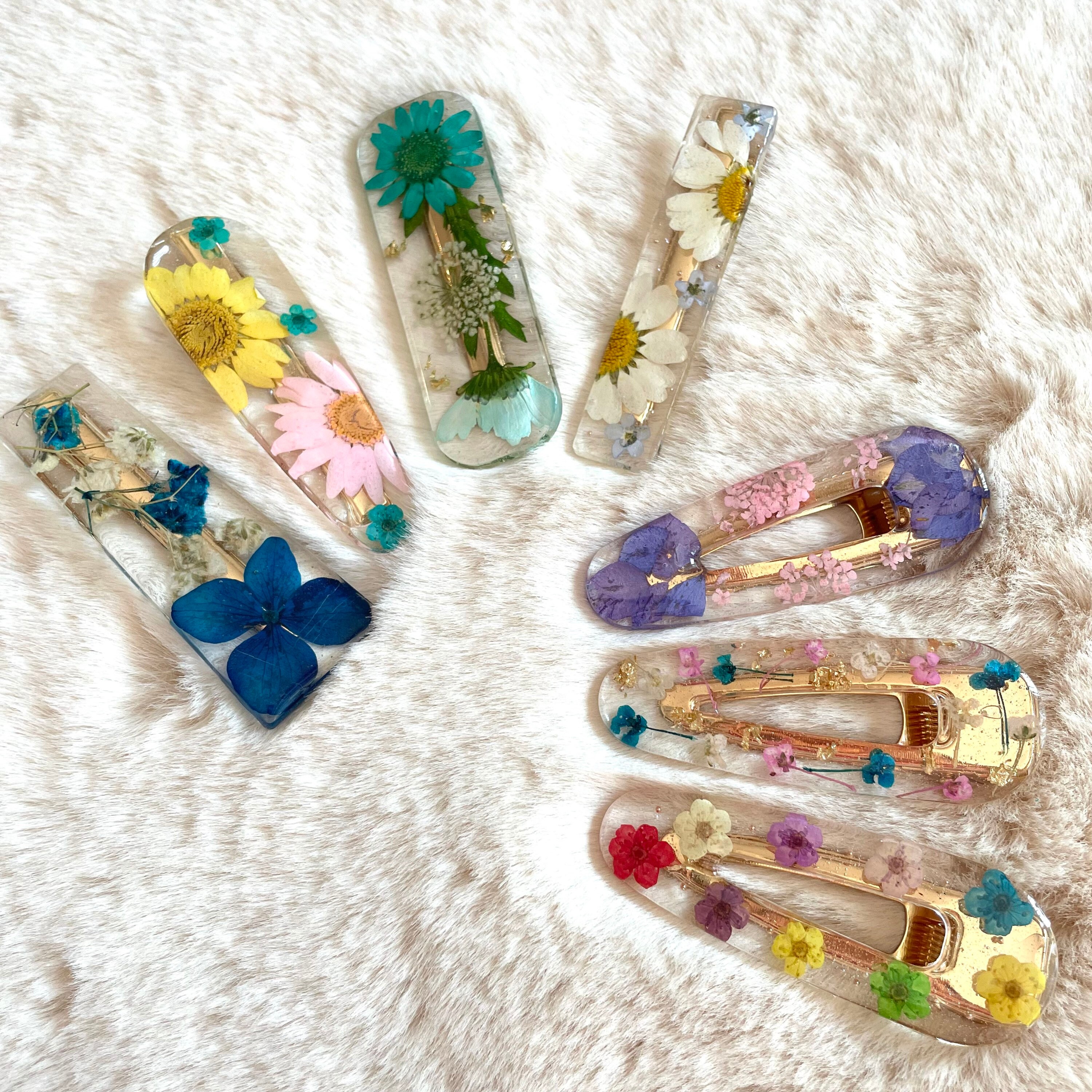 Handmade Real Dried Flower Resin Hair Clip / Hair Barrette Etsy