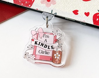 Kindle Girly Kindle Charm | Acrylic Charm for e reader, charging port dust plug, Phone Charm, USB-C Plug, Bookish Stocking Stuffer