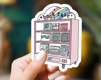 Bookfair Bookshelf Vinyl Sticker - Waterproof Book Lovers Gift Kindle Reading Bookworm