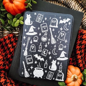 Spooky Vibes Kindle Case: Clear Back, Handstrap - 12th/11th Gen Paperwhite - Final Sale