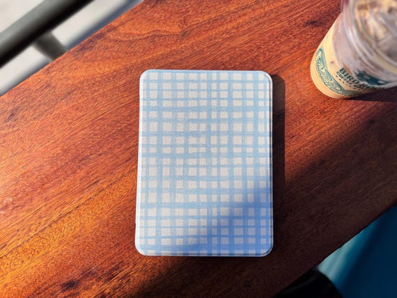 Blue Gingham Kindle Case | Clear Back, Auto Wake & Sleep - Final Sale