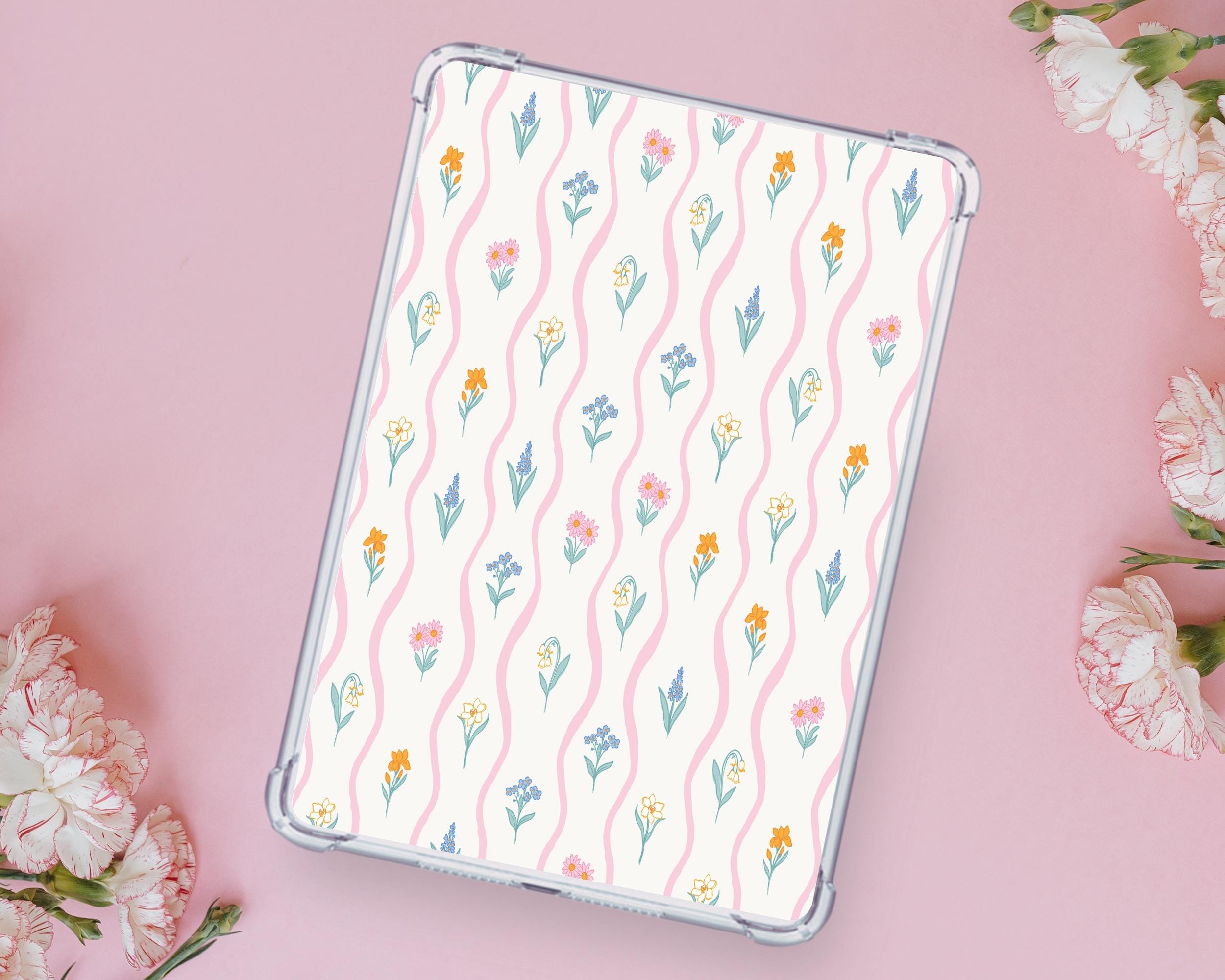 Floral Waves e-Reader Insert | Kindle Case Decoration | Kobo Libra Insert | iPad Protector | Soft Girl Aesthetic | Spring Flowers Design