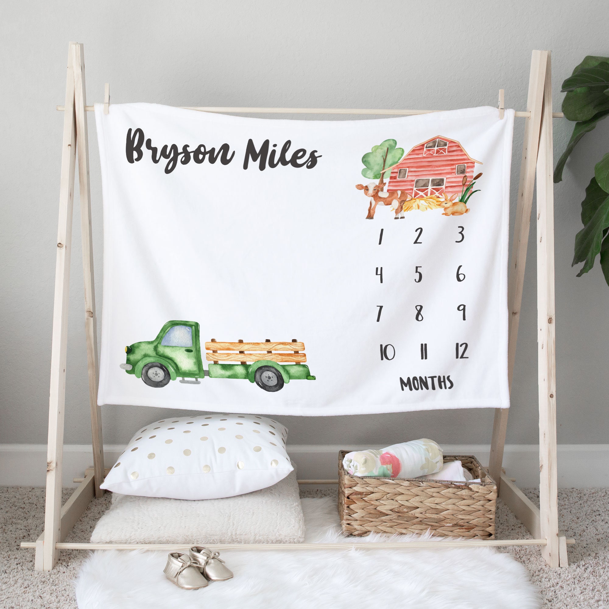 Boy Milestone Blanket Personalized Baby Boy Month Blanket Etsy