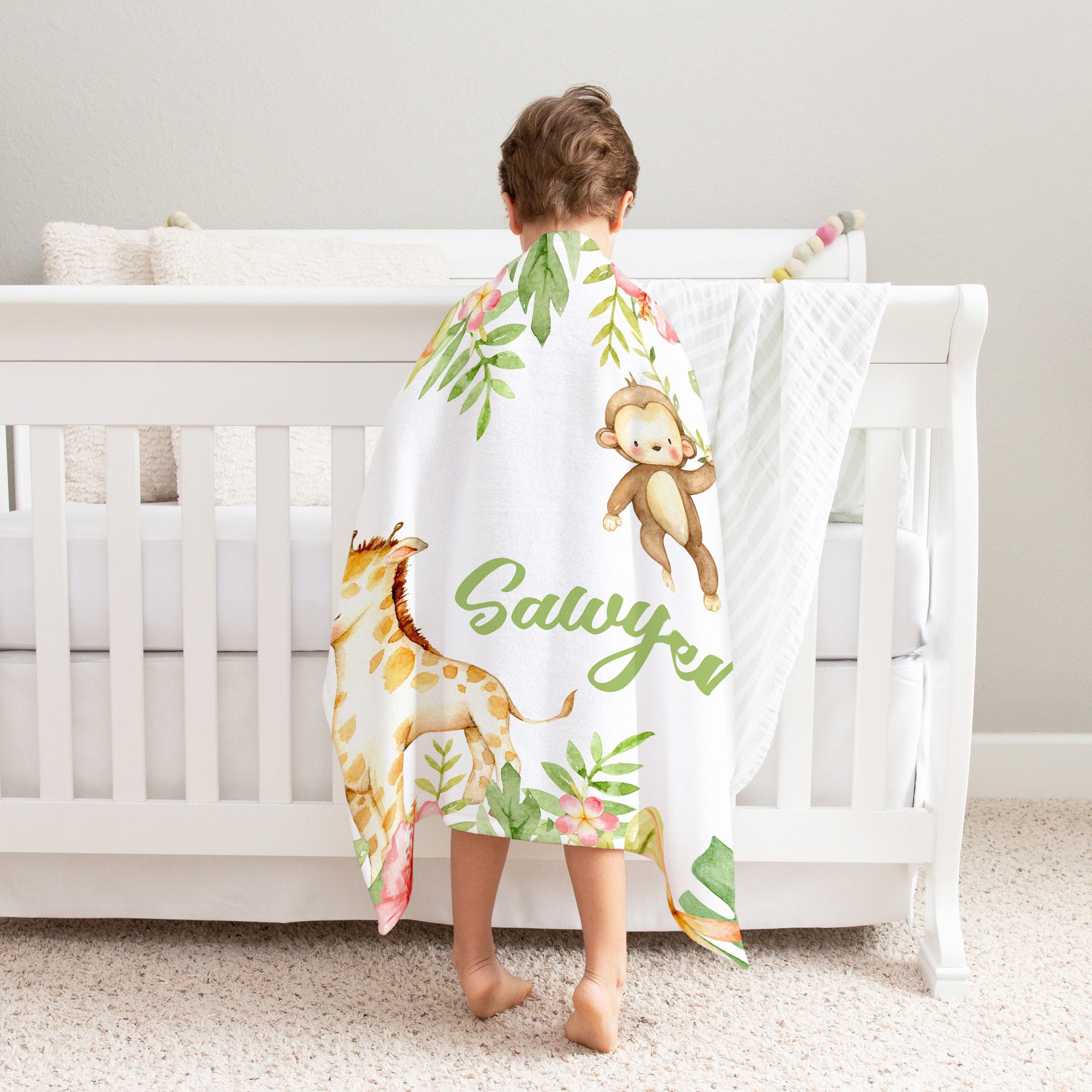 Safari Baby Blanket Jungle Baby Blanket Jungle Baby Bedding Etsy