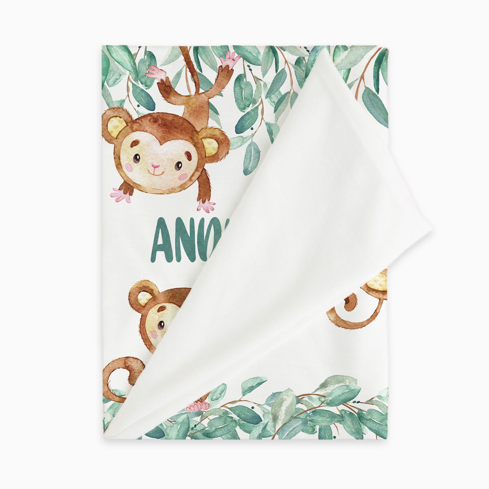 Personalized Monkey Blanket Monkey Baby Blanket Safari Baby Etsy