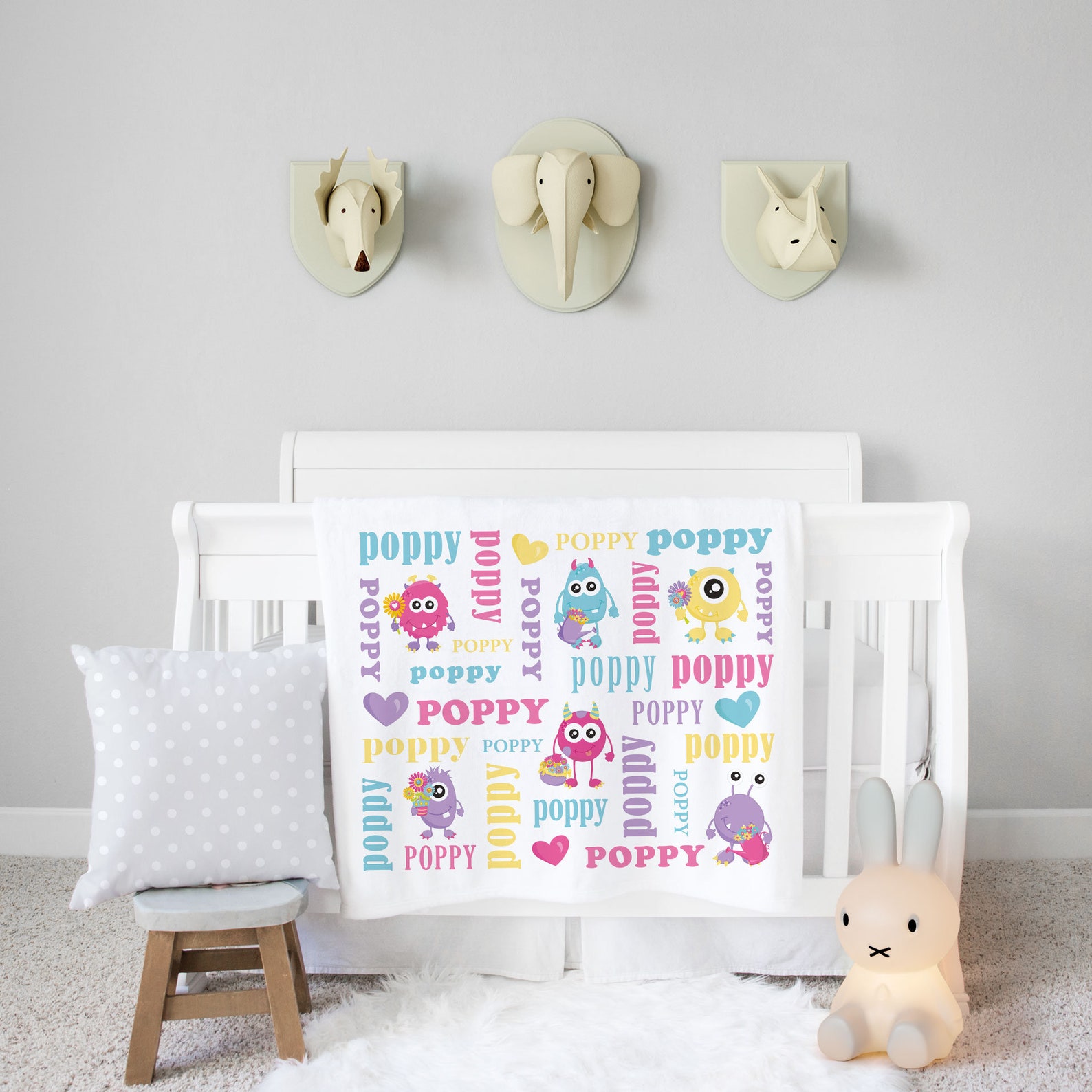 Monsters Baby Blanket Personalized Monster Blanket Toddler Etsy