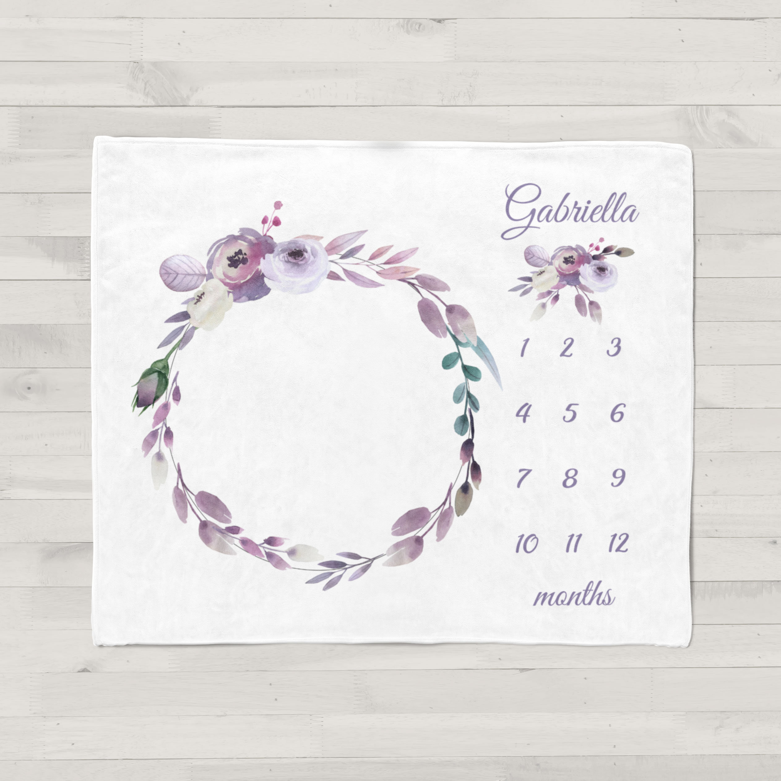 Baby Milestone Blanket Girl Floral Baby Blanket Baby Age Etsy